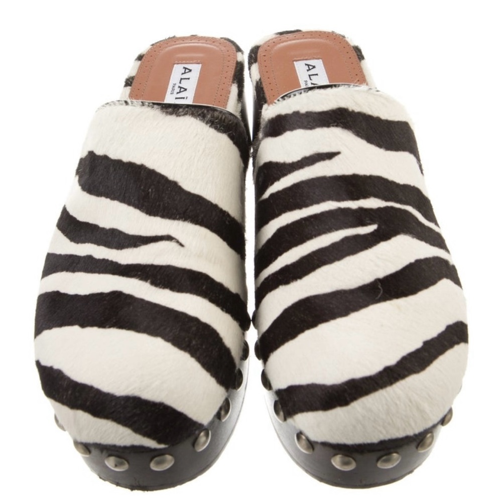 Alaïa Ponyhair Animal Print Mules